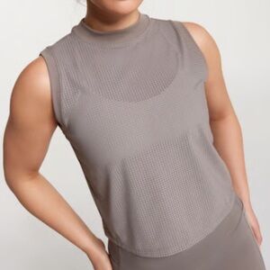 Calia Women’s Open Mesh Mock Neck Sleeveless Performance Tank Top